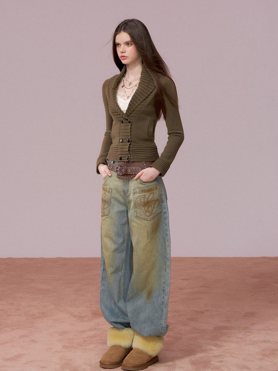 Minimalist Wool-Blend Knit Cardigan