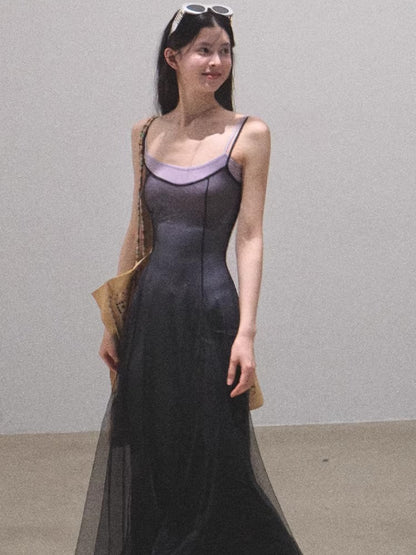 Gradient Mesh Slimming Resort Dress