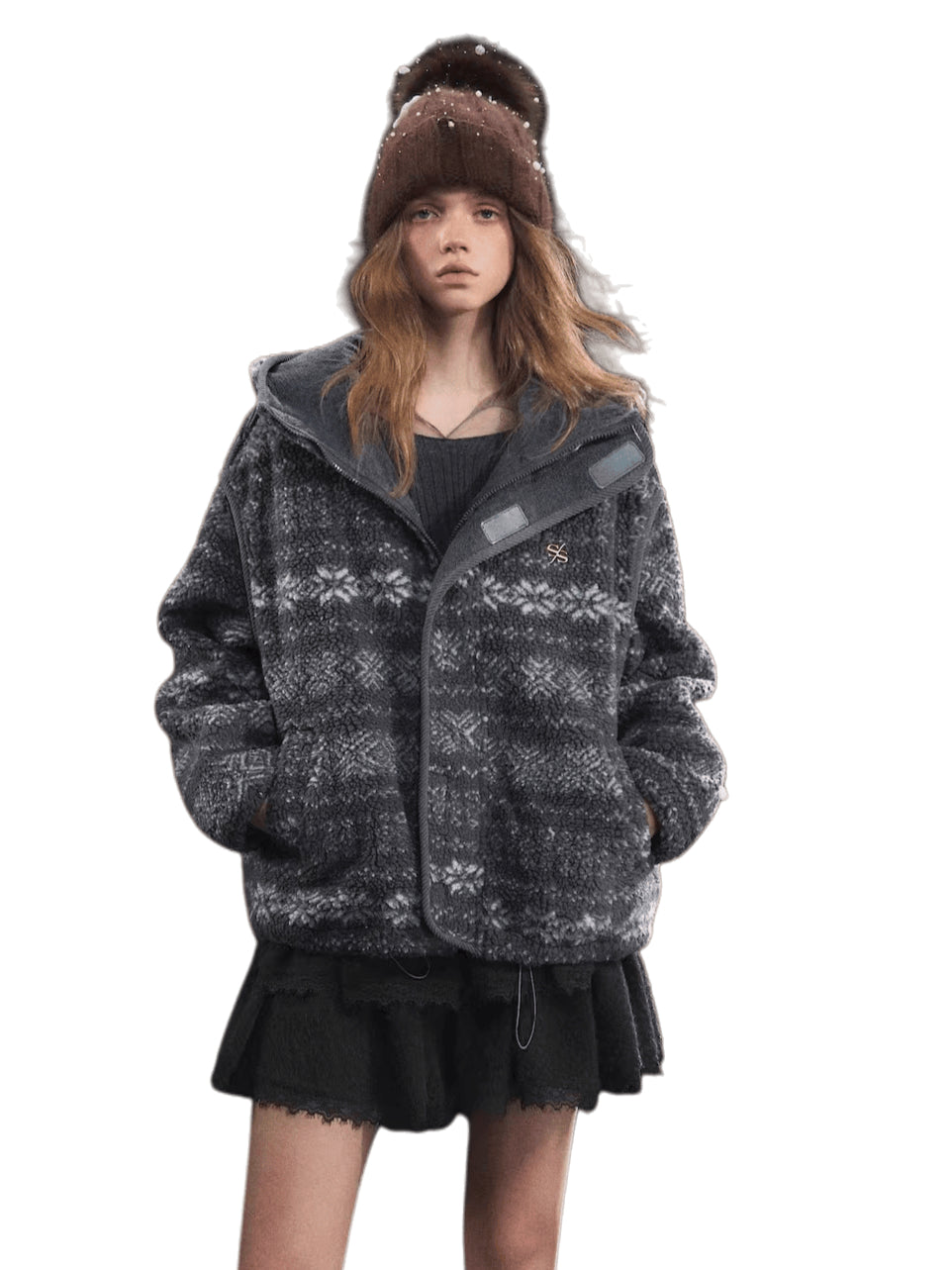 Jacquard Polar Fleece Hooded Casual Jacket