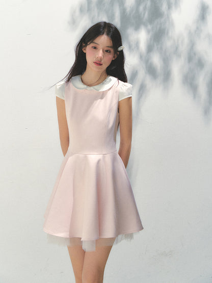 Doll Collar Mesh Tutu Dress