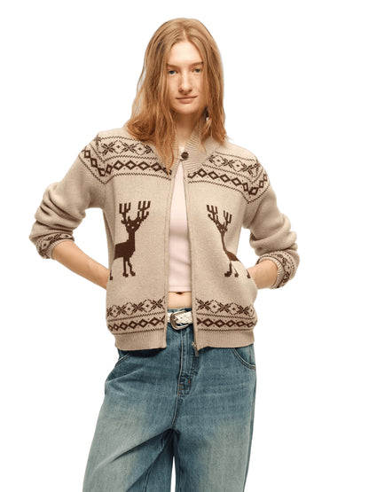 Vintage Fair Isle Wool Knit Cardigan