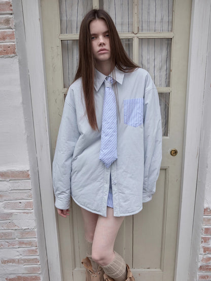 Embroidered Striped Reversible Jacket Set