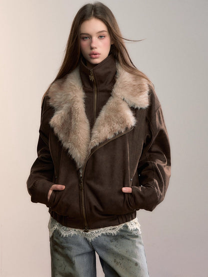 Faux Fur Collar Padded Two-in-One Jacket