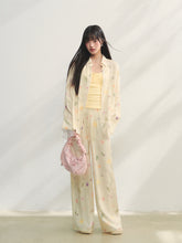 Floral Elastic Waist Straight Leg Casual Pants - CHINASQUAD