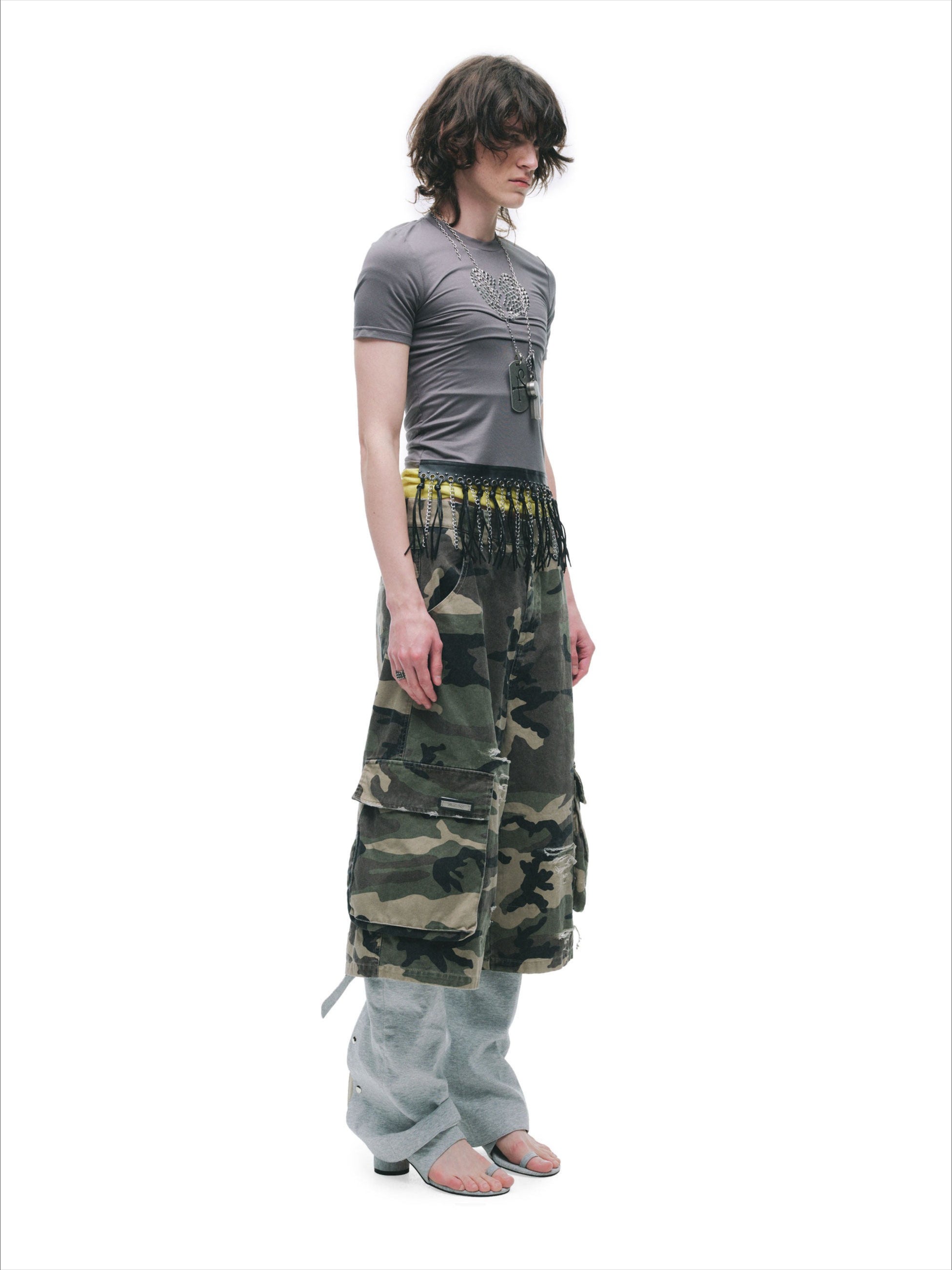 Distressed Slim-Fit Cotton Mid-Length Shorts
