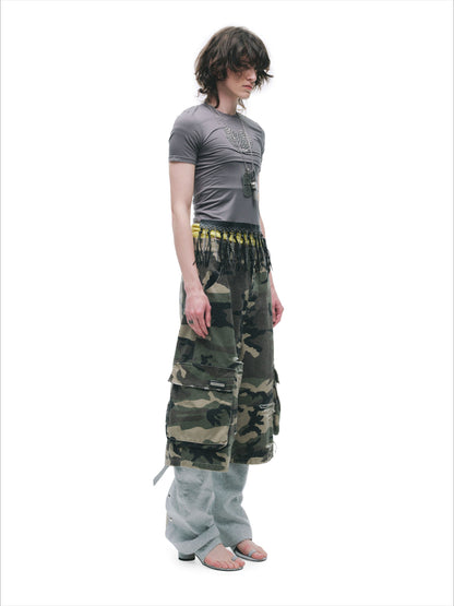 Distressed Slim-Fit Cotton Mid-Length Shorts