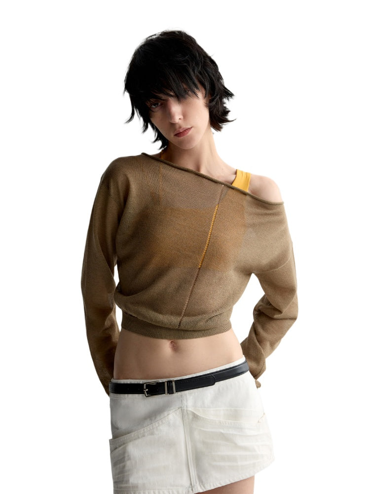 Rolled Edge Neckline Knitted Cover-Up