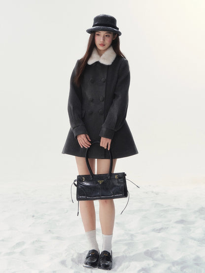 Double-Breasted Fur-Collar Lady Jacket