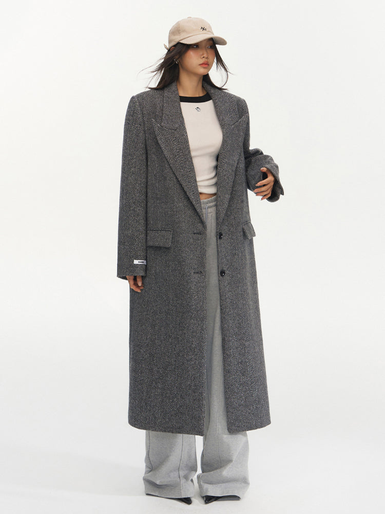 Gray Relaxed Fit Woolen Coat