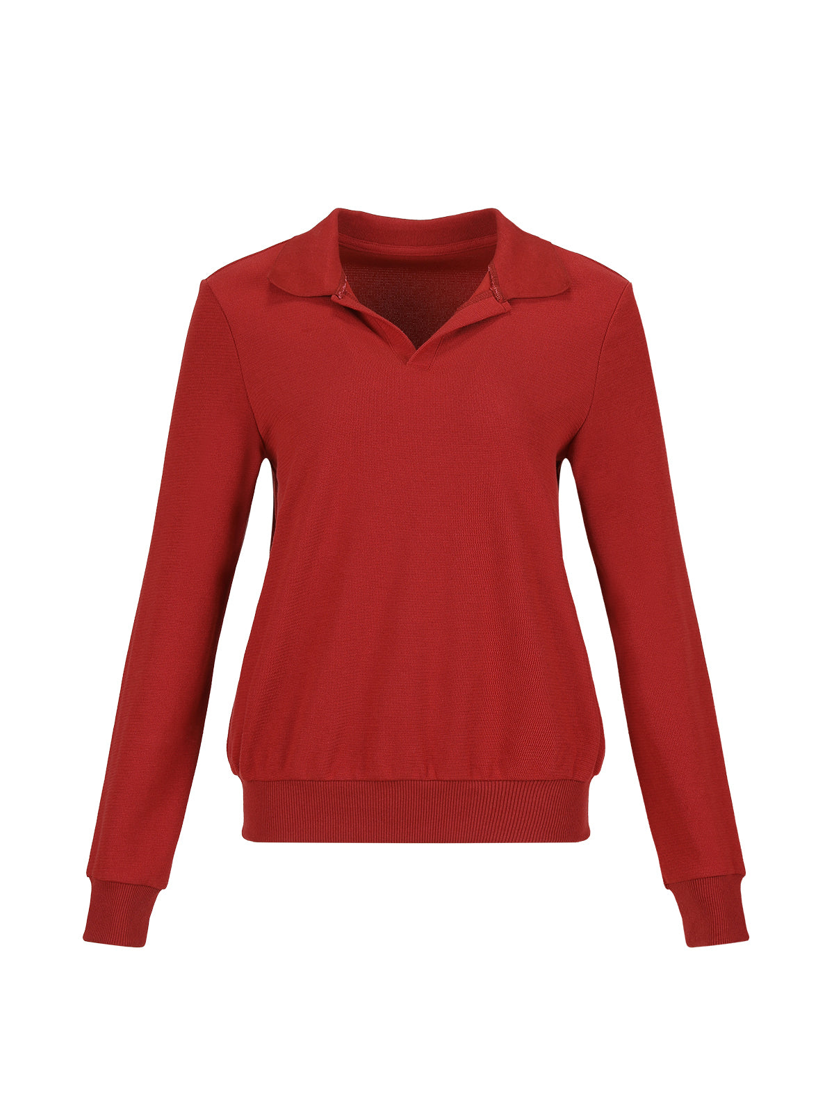 Red Polo Waist-Cinching Crewneck Sweater Set