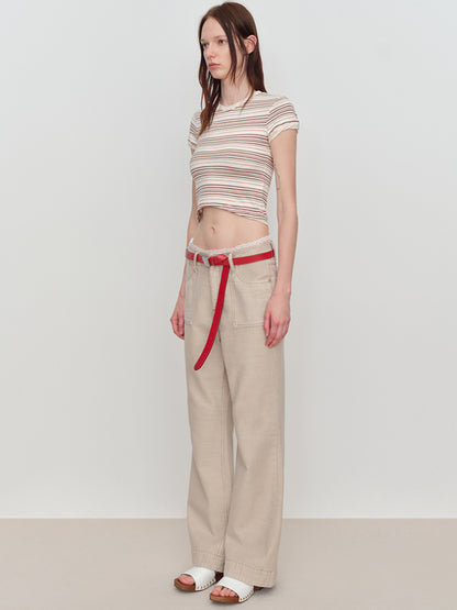 Flared Pants with Back Pocket Logo Embroidery