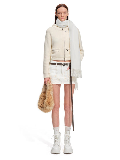 Garde Wool Ribbed Hooded Knit Cardigan