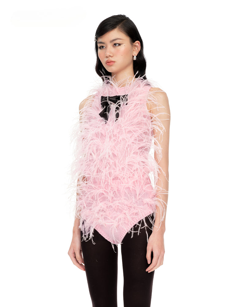 Ostrich Feather Knitted Tank Top