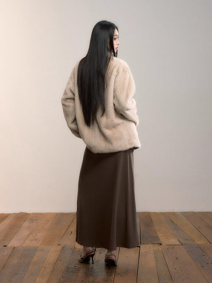 Contrast-Panel Off-Shoulder Layered Maxi Dress