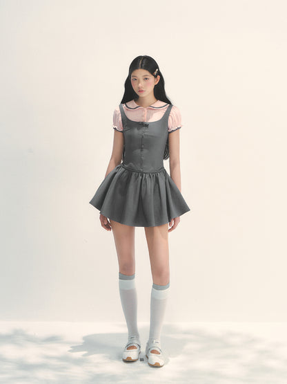 Spliced Fake Two  Piece Preppy Dress