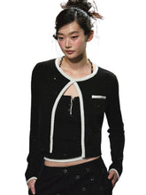Tweed Galaxy Shimmer Chain Halter Camisole & Cardigan Set - CHINASQUAD