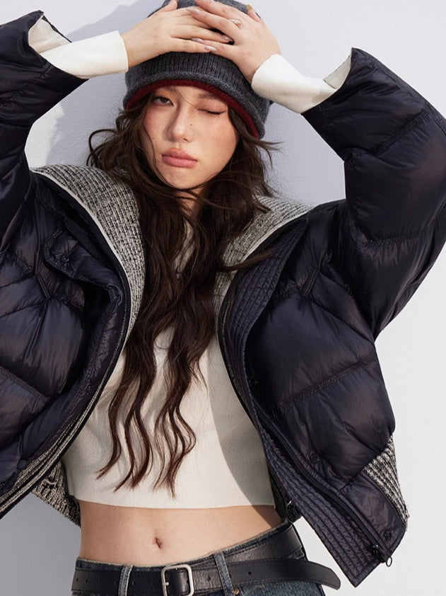 Reversible Knit Lapel Down Jacket