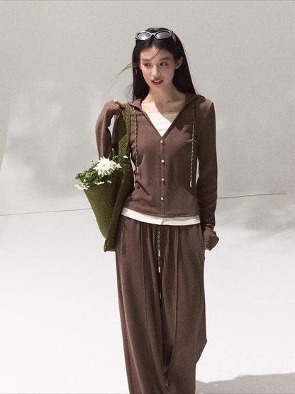 Knit Base Top &amp; Wide-Leg Pants Set