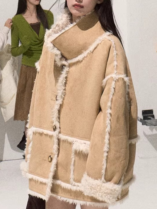 Faux Shearling Suede Jacket &amp; Vest