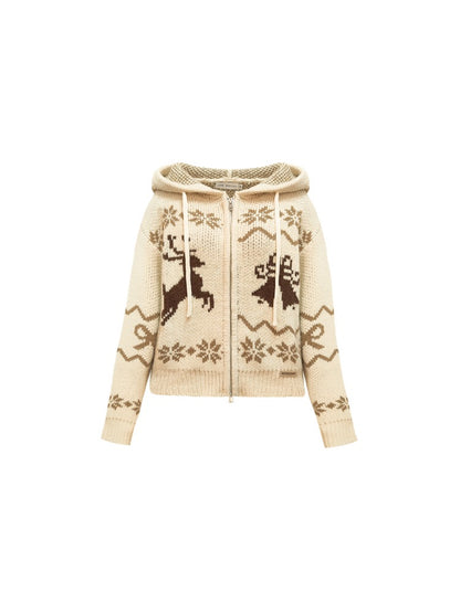 Vintage Fair Isle Deer Knit Hoodie