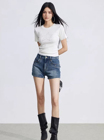 Studded Classic Denim Shorts
