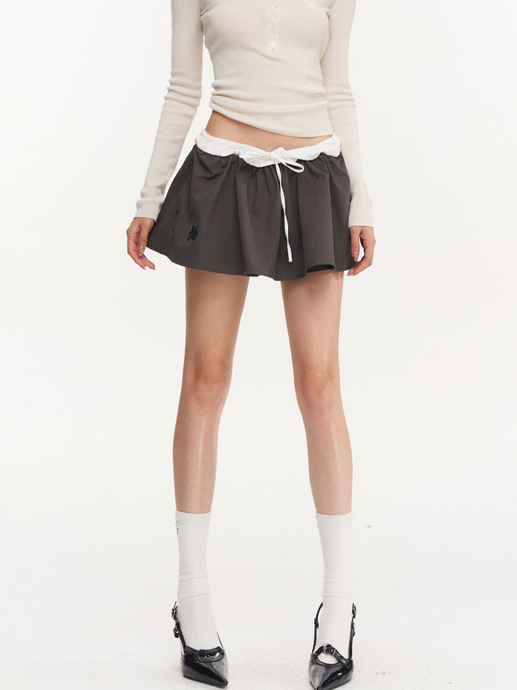 Black &amp; Silver Poplin High-Waist Skirt