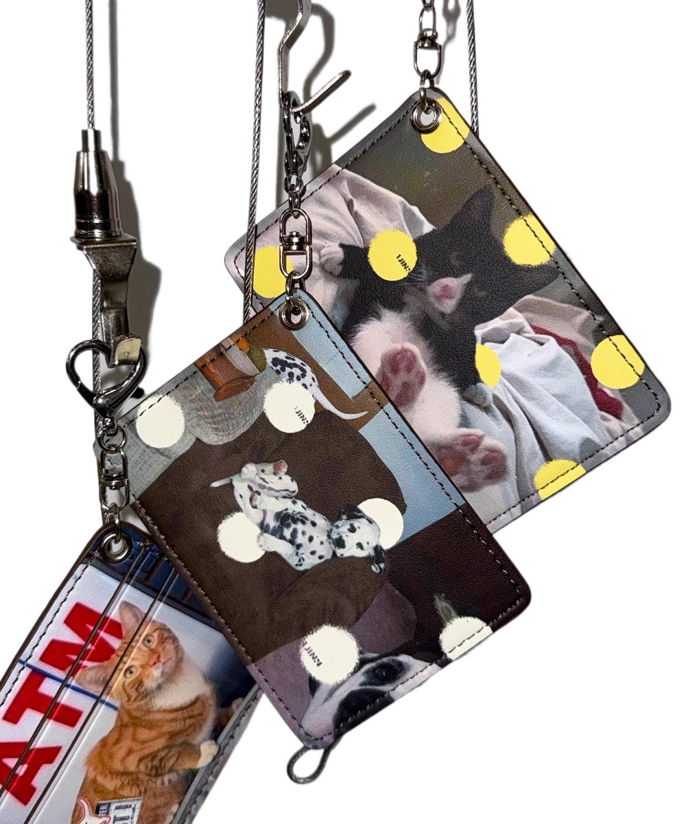 Retro Polka Dot Cat &amp; Dog Print Card Holder - CHINASQUAD