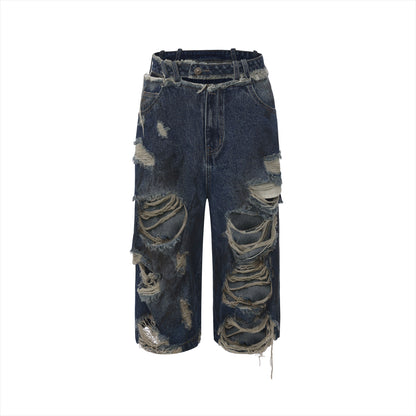 Mud-Dyed Punk Grunge Mid-Length Shorts