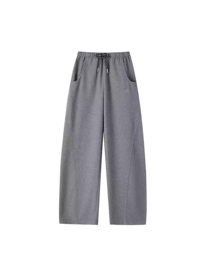 Black &amp; Gray Drawstring Banana Straight-Leg Pants