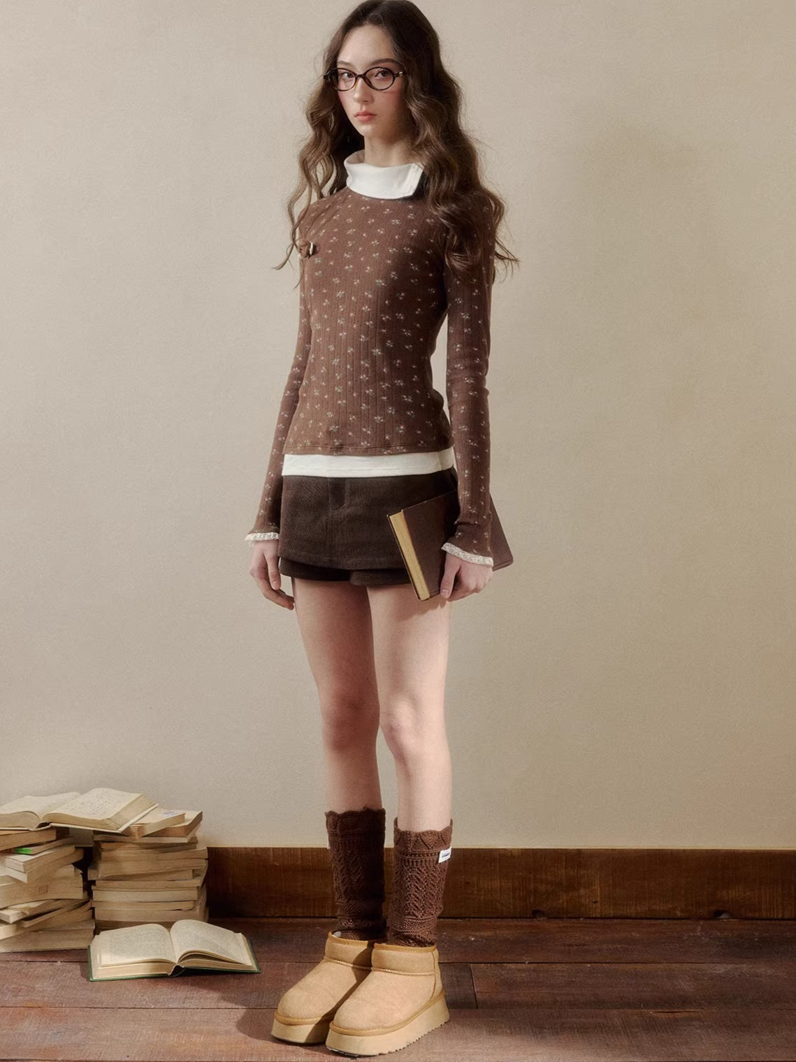 Knit Polo-Collar Long Sleeve T-Shirt