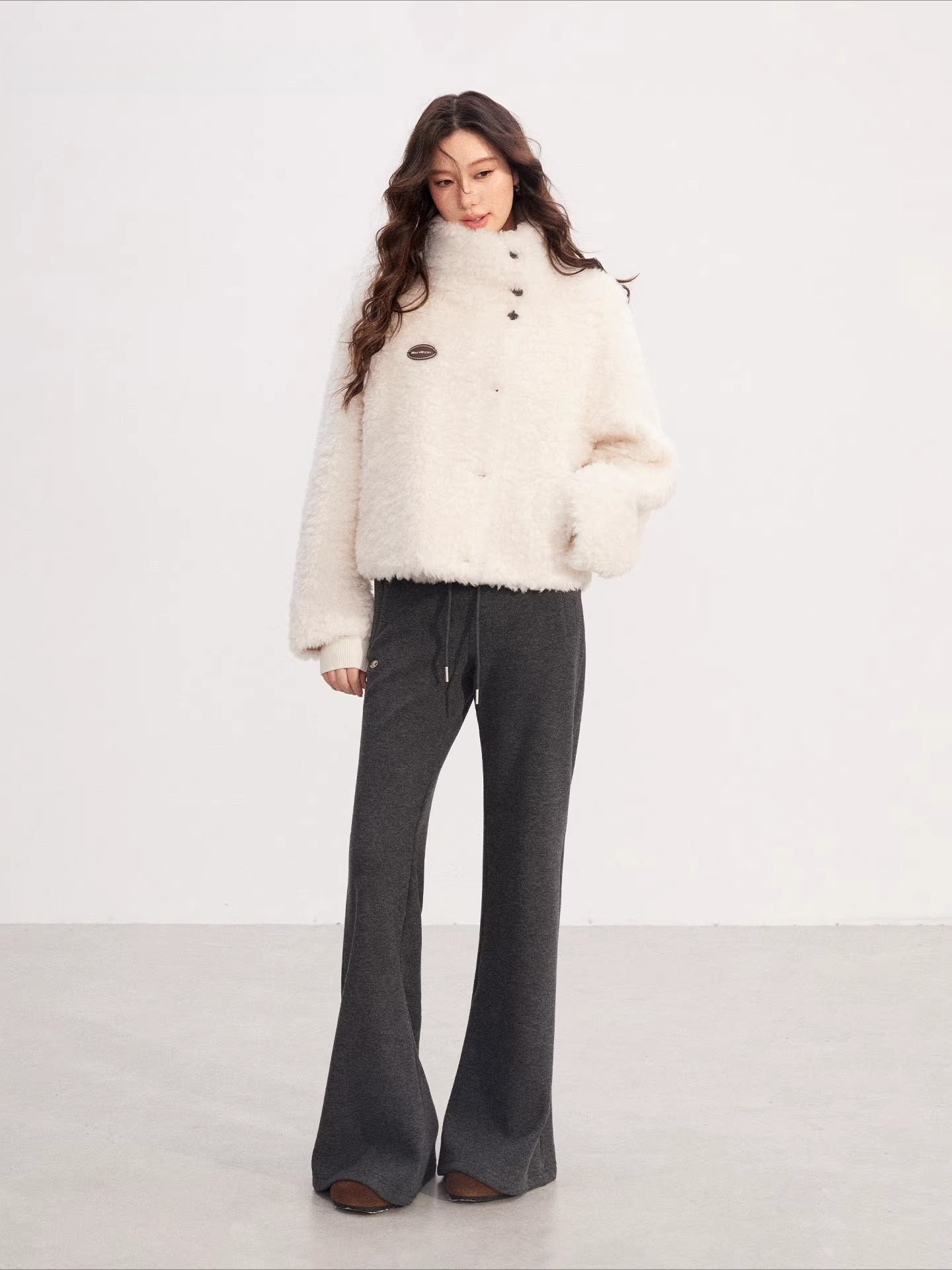 High-Waisted Fleece-Lined Micro-Flare Pants