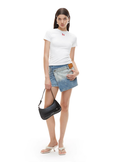 Flocked Horse Print Fitted Tee