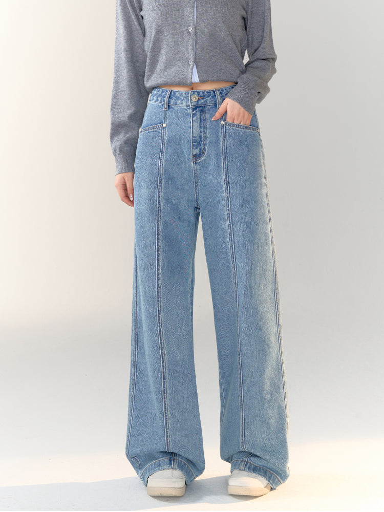 Line Divider Straight-leg Jeans