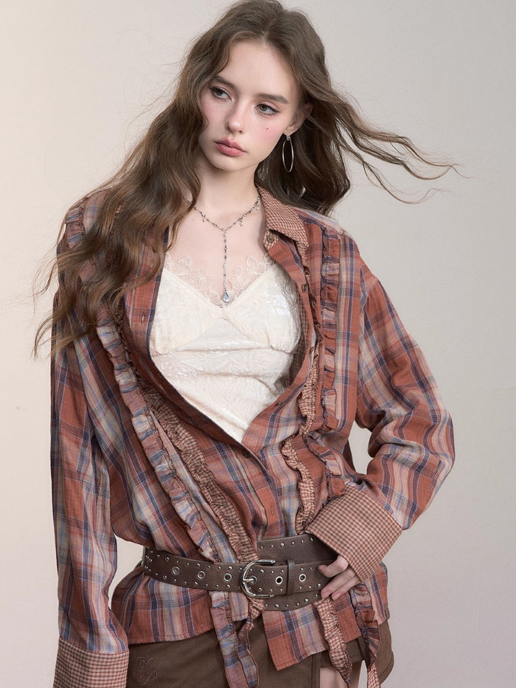 Checkered Loose Long-Sleeve Shirt