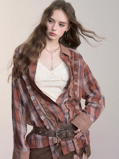 Checkered Loose Long-Sleeve Shirt