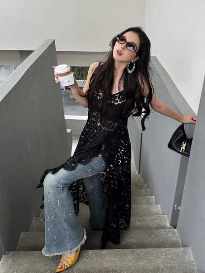 Paint-Splatter Flared Denim Pants