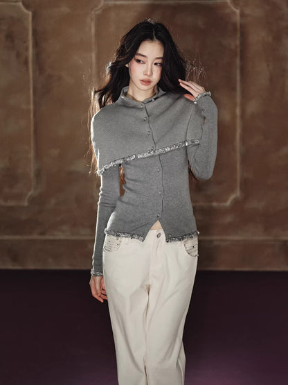 Detachable Cape Wool Knit Sweater