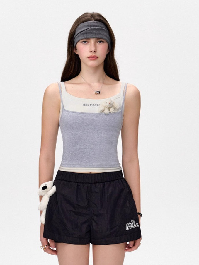 Layered-Effect Spliced Camisole Tank Vest