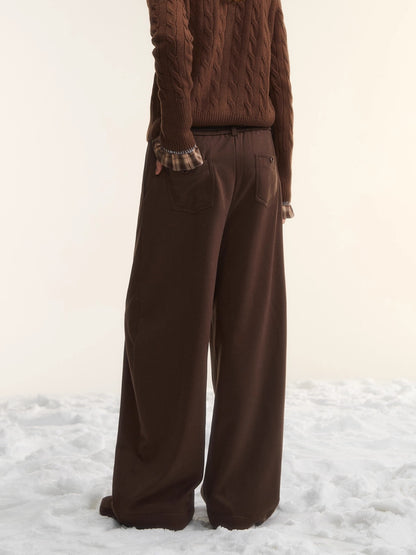 Fleece-Lined Relaxed Belted Trousers