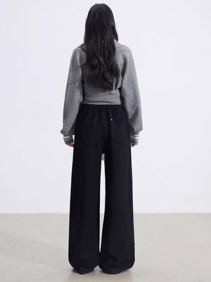 Sculpted Drape Curved-Leg Wide Pants