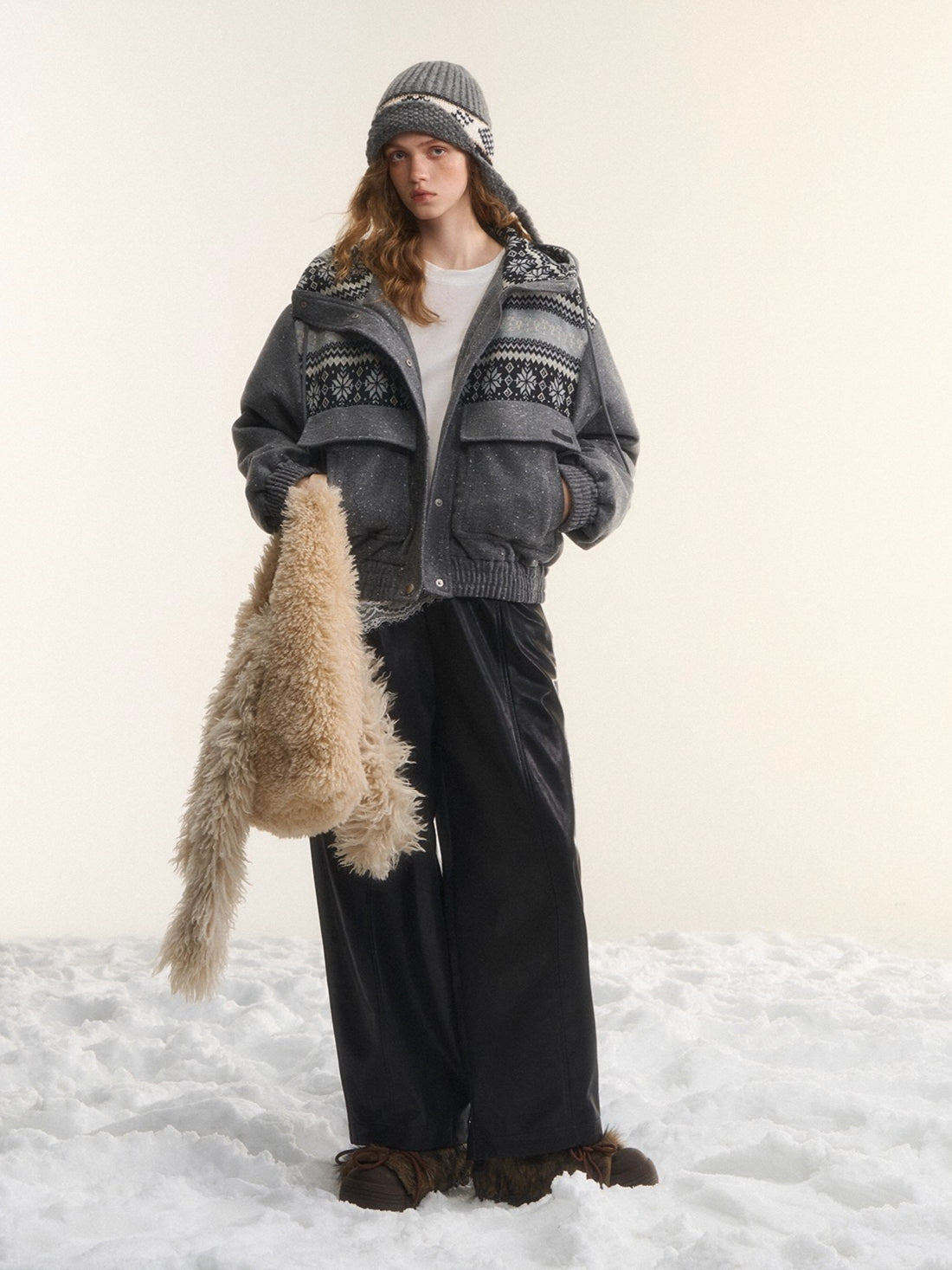 Wool-Blend Hooded Down Jacket