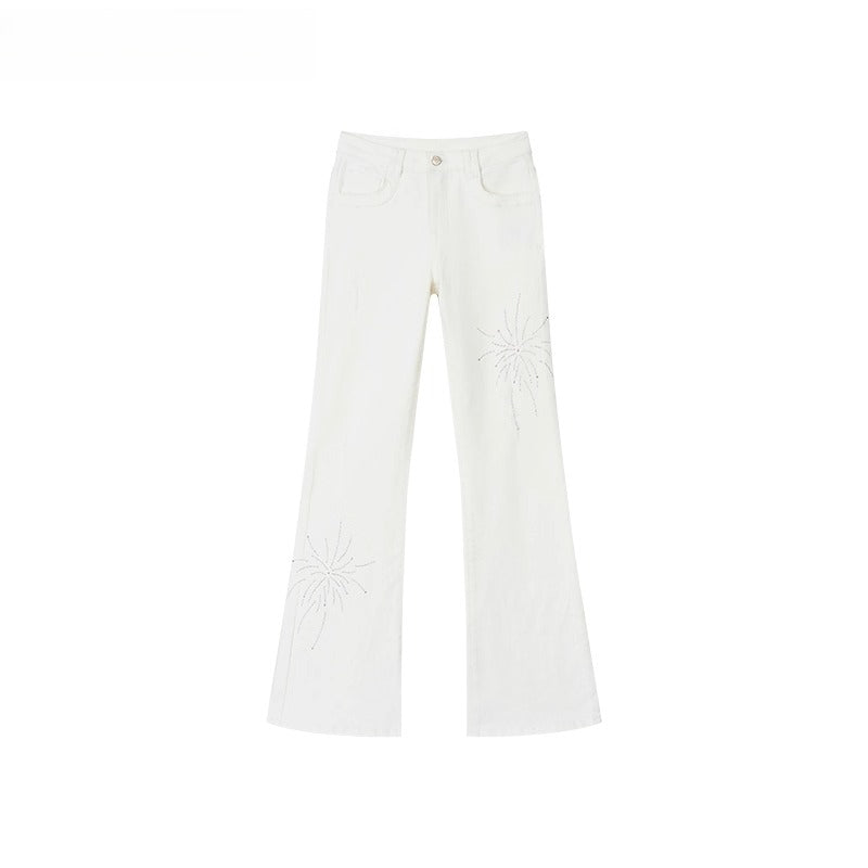 Rhinestone Firework Straight - Micro Flare Jeans