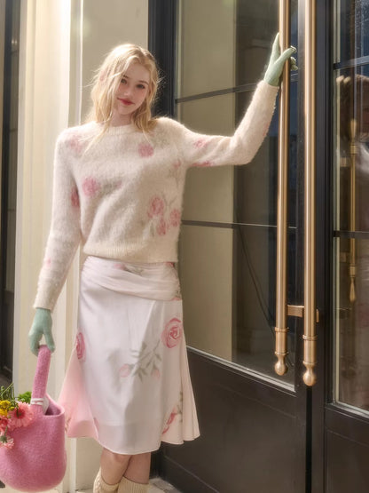 Wool-Blend Knit Top &amp; Skirt Set