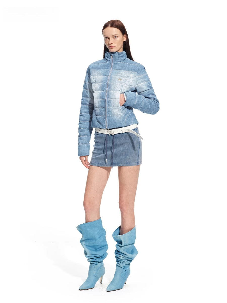 &quot;Caracal Series&quot; Washed Denim Twill Down Jacket