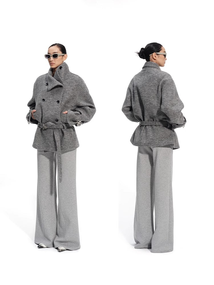 &quot;Djembe Series&quot; 90% Wool Bouclé Layered-Collar Wool Jacket