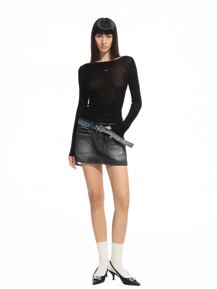 Wool Thin Crewneck Long-sleeve Blouse - CHINASQUAD