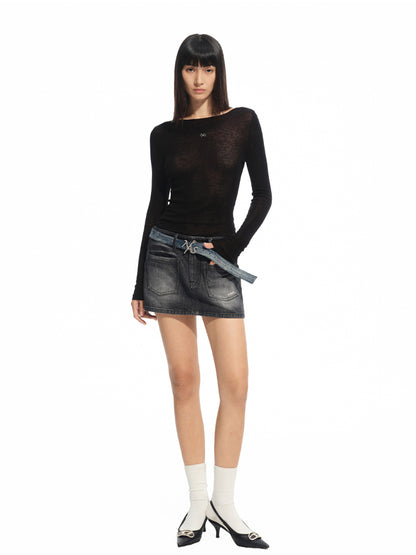 Wool Thin Crewneck Long-sleeve Blouse - CHINASQUAD