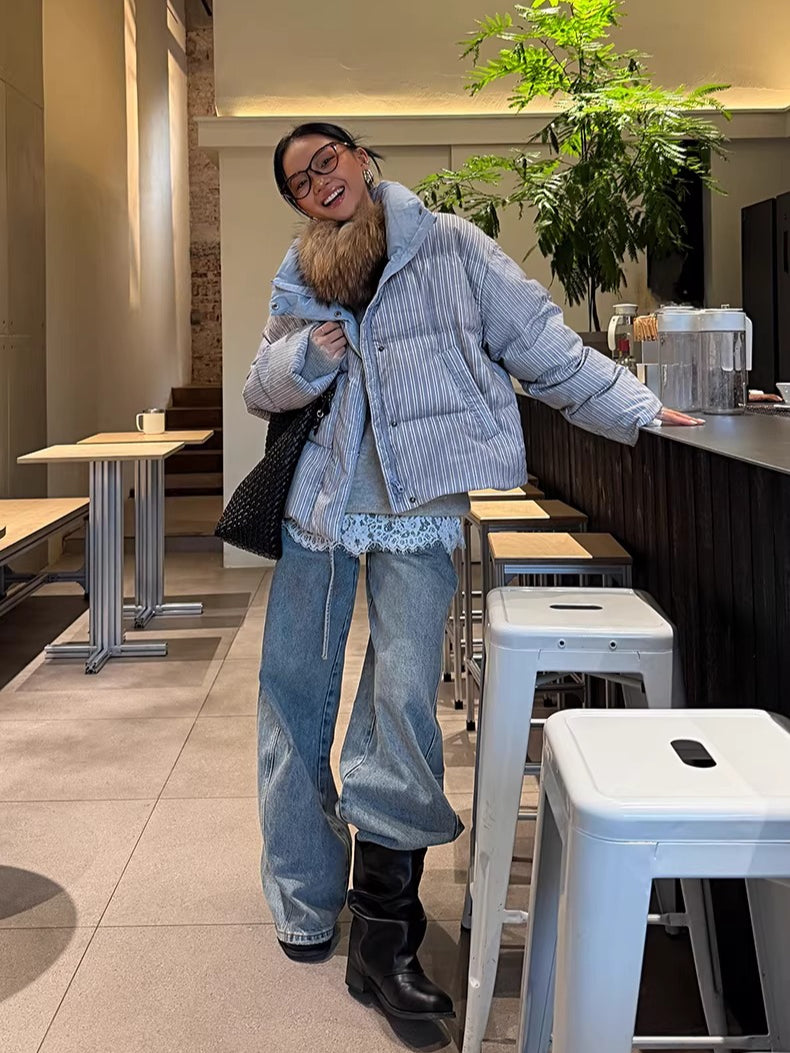 Asymmetric Tie-Detail Loop-Tab Denim Jeans