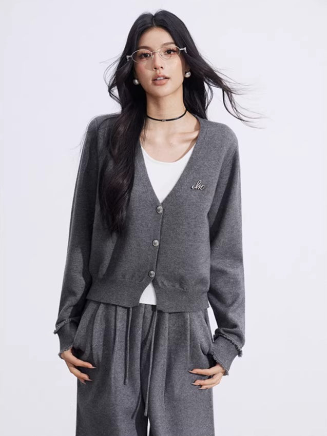 Mock-Layer Crop &amp; Wide-Leg Knit Set