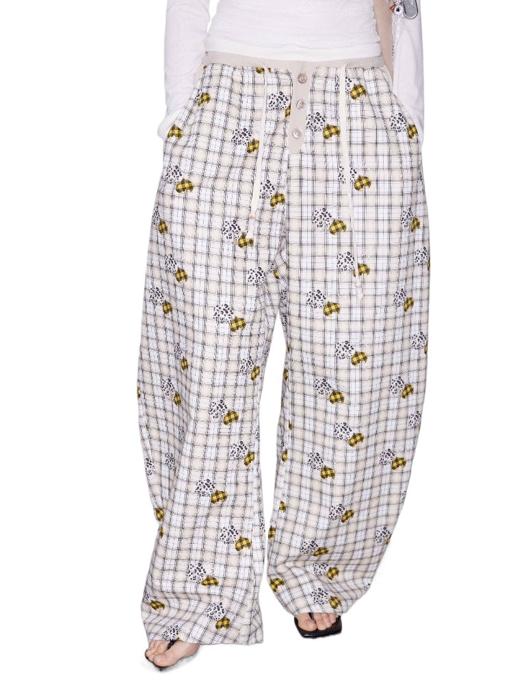 Lyocell Custom Plaid Beaded Banana Pants